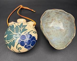 Ceramic Vase by Jean Wells & Handcrafted Pinch Pot