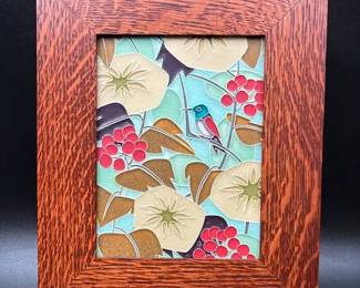 Motawi Tileworks "Hummingbird" in Mitered Oak Frame 