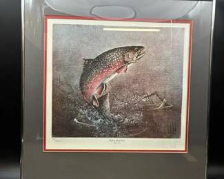 "Leaping Brook Trout" by Ingalill LaMar - Framed, Numbered Print