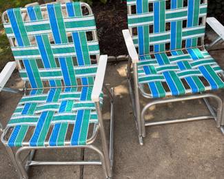 Mid Century Web Rocking Lawn Chairs