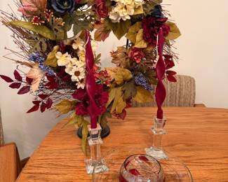 Party Lite Faux Tiffany Votive/Tea Light Holder. Party Lite Crystal Gold Swirl Compote. Floral Wreath