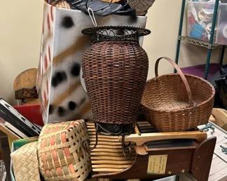 A few of the wicker baskets and decor items for the Wood & Wicker area