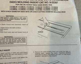 Craftsman 9-22287 Dado/Molding Insert