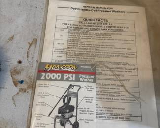 DeVilbiss Ex-Cell Monsoon MV4000B Pressure Washer Manual