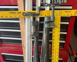 Assorted Woodworking Clamps and Measuring Tools