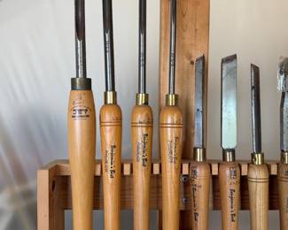 Collection of Benjamin's Best and Jet Powermatic Woodturning Chisels
