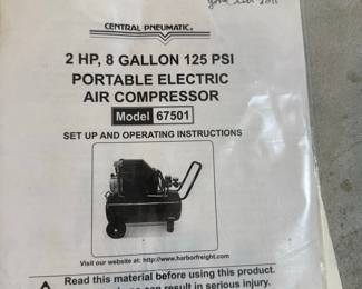 Central Pneumatic 2 HP 8-Gallon Air Compressor (Model 67501)