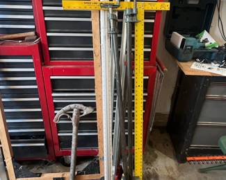 Assorted Woodworking Clamps and Measuring Tools