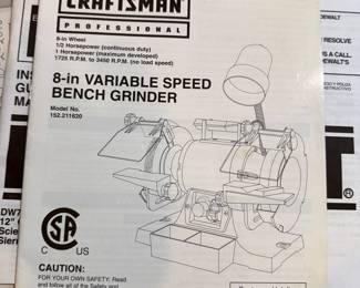 Craftsman Professional 8-in Variable Speed Bench Grinder (Model 152.211620)