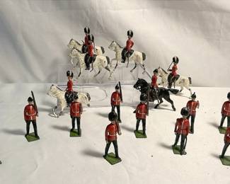 Vintage Lead Soldier Of Scots Guard On Foot And Horseback