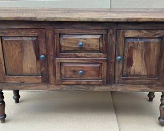 Rustic Sideboard with broken back leg needs repair