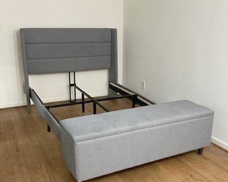 Gray Bed Frame Storage Bench