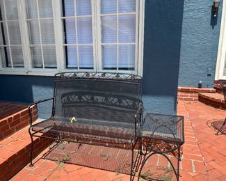 Wrought Iron bench and side table