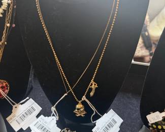 Betsey Johnson Heart Necklace, 14k Dainty Chain, Betsey Johnson Pirate Necklace