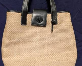 Vintage Coach Woven StrawLeather Shoulder Bag
