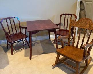Kids Table, Two Chairs Rocking Chair