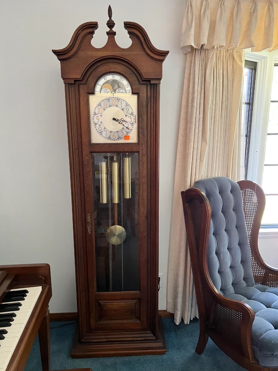 If you're in the market for an elegant addition to your home, consider this clock. Stop by and tell us if this is a grandfather or grandmother clock.