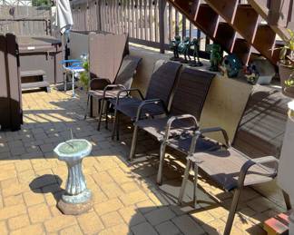 Still outside, a number of stackable chairs and small tables are available.