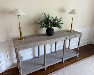 $500 a pair. Two pairs of Visual Comfort brass-based tables lamps are available. 24"h X 12" dia. shade. (orig. $500 each)