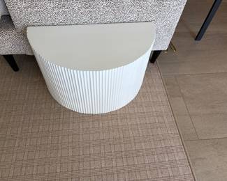 $290 CB Incovo demi-lune side table. 24"w X 12"d X 14"h.