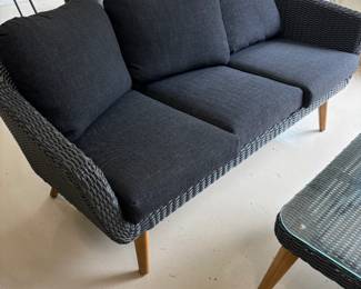 $1400. Article outdoor sofa with six cushions. 72 inches wide by 34 inches deep by 29 inches high.