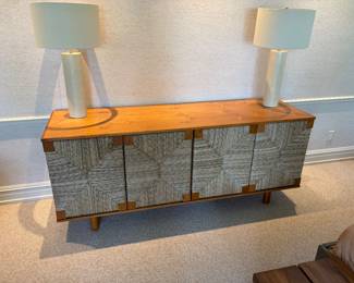 $2,600 Noir Brook sideboard. 76"w X 22"d X 32"h. (orig. $4,800). Lamps sold in a seperte photo.