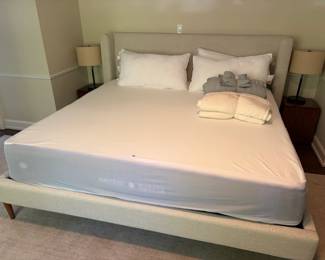 $1200 Upholstered king headboard and platform frame with Nectar mattress. Originally $1500