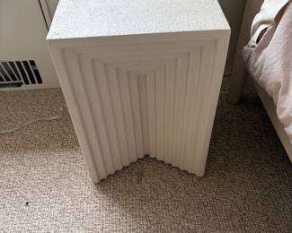$200. Pair of West Elm Indoor/Outdoor side tables. Each table measures 13 inches wide by 13 inches deep by 19.5 inches high.