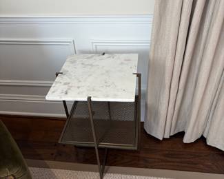 $240 Four Hands marble and metal side table. 18" sq. X 24"h.