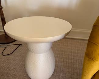 $320 Lulu and Georgia Sarah Sherman Samuel solid stone clouded round side table. 18" diam. X 18.5" h. Originally $590.