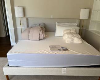 $1200. Upholstered king headboard and platform frame with Nectar mattress. .