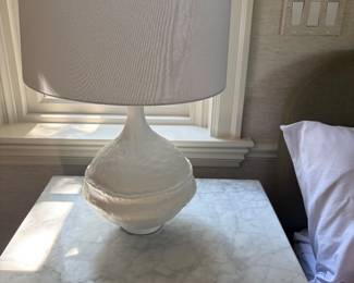 $460 pair of ceramic base lamps. Lamps are 24”h X 14” dia. shade. (orig. $900 pr.)