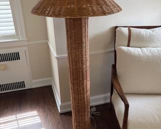 $280. West Elm Amelia wicker floor lamp 60"h x 28" diameter. One of two available.