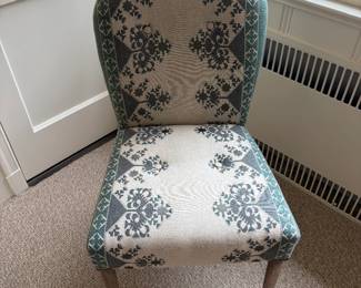 $300. Custom upholstered occasional chair. 20.5 inches wide by 23.5 inches deep by 36 inches high. Originally $500.