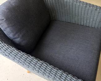 Close-up of one of the chairs in the pair seen in an earlier photo