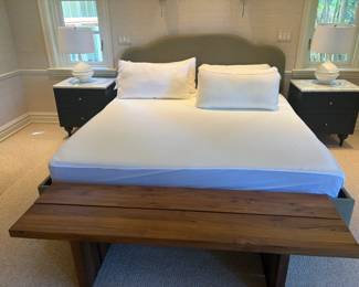 $1,200 California King upholstered bed frame with Nectar Hybrid mattress. 78"w X 46.5"h X 80"L.
