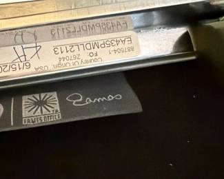 Label under the Eames desk chair
