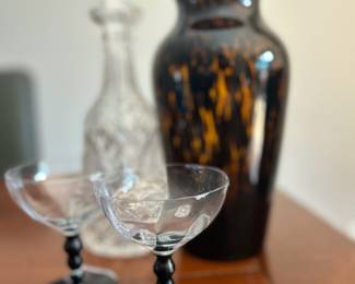 Waterford decanter, leopard vase