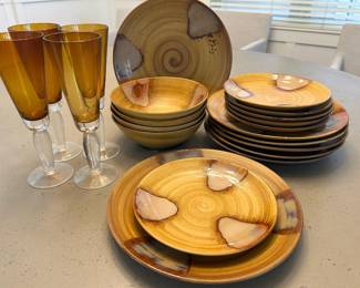 Sango Splash china and Southern Living glassware