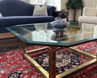 Mastercraft octagonal brass and glass coffee table