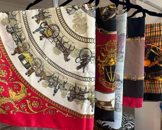 Hèrmes scarf and more assorted silk scarves
