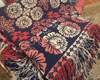 Antique Jacquard Woven Coverlet