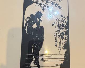 Antique Scherenschnitte Paper Cut Art: Woman and Mermaid