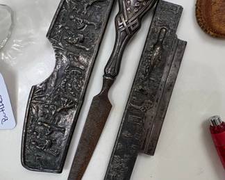 Antique Sterling Silver Letter Opener with Repoussé Cases