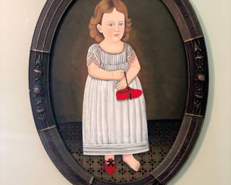 John Brewster Jr. "One Shoe Off" Portrait of a Child with Red Shoe