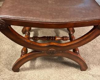 Wood Bench With Leather Seat