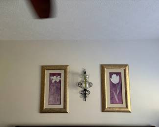 2 Framed Prints Of Flowers With Candelabra