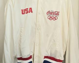 Vintage 1988 Team USA Olympic Games satin bomber jacket. Coca-Cola branding. 
