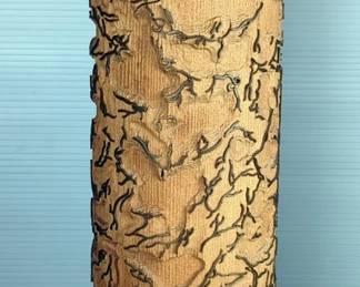 Antique Hand Crafted Wooden And Metal Textile Printing Roller With Boxwood Pattern, Marked 9964 & 8360, Approx 21.5" x 4.5"