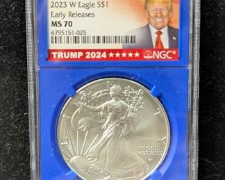2023 American Eagle $1 Silver Coin, 1oz Fine Silver, Graded MS 70 By NGC